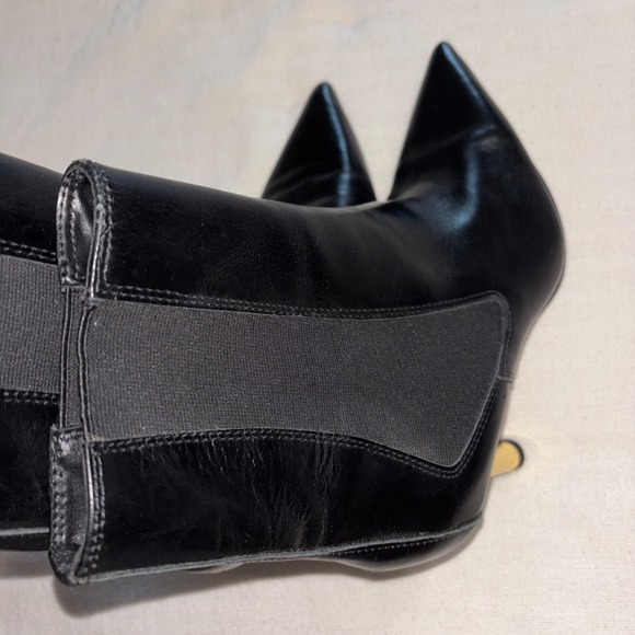 Zara Leather Chelsea Black Boots Gold Metallic Heel Women's Size 8.5 - Picture 9 of 9